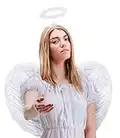 Set avec ailes d'ange + serre-tête ange | serre-tête | ailes d'ange | Cupidon | ailes de plumes | Enfant Jésus comme accessoire pour le costume féminin Halloween | Carnaval | Fête à thème (Blanc)