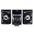 Magnavox MM441 3-Piece CD Shelf System with Digital PLL FM Stereo Radio, Bluetooth Wireless Technology, and Remote Control in Black | Blue Colored Speaker Lights | LED Display | AUX Port Compatible |