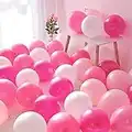 100 Ballons Rose Blanc Fuchsia. Ballons de Mariage, Ballon Helium Gonflable pour Anniversaire Happy Birthday Baptême Fille,Cérémonie Décorations de Fête