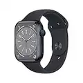 Apple Watch Series 8 (GPS 45mm) Smart watch - Midnight Aluminium Case with Midnight Sport Band - Regular. Fitness Tracker, Blood Oxygen & ECG Apps, Water Resistant