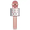 Kids Toy Gift for Girls Boys, Wireless Bluetooth Microphone for Kids Girls Age 4-13 Boys Children Birthday Toy Present Gifts for 6-11 Year Old Girl Teens Singing Bluetooth Microphone Machine Rose Gold Mic