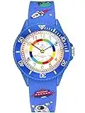 Alienwork Spazio Alien Orologio di Apprendimento Bambini Ragazzi Blu Bracciale in Silicone Multicolore bambini Impermeabile 5 ATM Tempo di Apprendimento