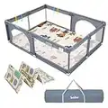 Baby Playpen with Mat, Large Baby Play Yard for Toddler, BPA-Free, Non-Toxic, Safe No Gaps Playards for Babies, Indoor & Outdoor Extra Large Kids Activity Center 79"x59"x26.5" with 0.4" Playmat
