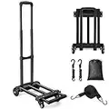 KEDSUM Folding Hand Truck, 155 lbs Heavy Duty Luggage Cart, 4 Wheels Solid Construction, Portable Fold Up Dolly, Compact and Lightweight for Luggage, Personal, Travel, Moving and Office Use