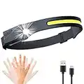 Milpoel Head Torch, Rechargeable Headlamp Super Bright, 5 Lighting Modes with Motion Sensor Lightweight Headlight, Flashlight, for Running, Camping, Fishing, Emergency