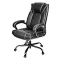 OUTFINE Office Chair Executive Office Chair Desk Chair Computer Chair with Ergonomic Support Tilting Function Upholstered in Leather Black