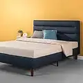 Zinus FHCP-F Upholstered Horizontally Cushioned Platform Bed / Strong Wood Slat Support in Navy, Full