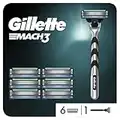 Gillette Mach3 Maquinilla de Afeitar Hombre + 7 Cuchillas de Afeitar de Recambio, Regalos Originales para Hombre