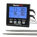 ThermoPro TP17B Termometro Per Carne, Digitale, a Doppia Sonda, Con Ampio Display LCD Retroilluminato, Termometro Da Cucina, Barbecue E Forno, Cucina, Affumicatore, Con Timer