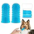 Brosse a Dent Chien Brosse à Dent Chien Lot de 2 Pour soins dentaires,En silicone Réutilisable avec boîte de rangement,Nettoyage facile des dents de chien(bleu)