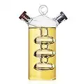 Oil Vinegar Dispenser Set, 2 in 1 Olive Oil and Vinegar Dispensing Cruets, Glass Olive Oil Carafe Decanter for Kitchen Home, One Bottle for Multiple Uses