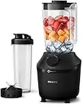 Philips Standmixer und Smoothie Maker – 450W, 1.9-Liter-Behälter, Rezepte-App, 1 Geschwindigkeitsstufe + Impulsfunktion, ProBlend, Ice-Crush-Funktion und mobile Trinkflasche (HR2041/41)