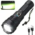 LED Rechargeable Flashlight, 100000 Lumens Super Bright Flashlight with ΒATTERY, High Powered Flashlight with 5 Modes/Zoomable, Powerful Handheld Waterproof Flashlight for Camping Emergency Outdoor