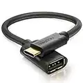 deleyCON Cavo Adattatore USB-C a USB-A OTG - USB C Maschio a USB A Femmina - per PC Computer Laptop Tablet Smartphone 20cm - Nero