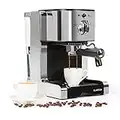 KLARSTEIN Passionata - Macchina da Caffé Macinato, Macchinetta per Caffé Espresso, Vol. 1,25 L (6 tazze), Rilascio Automatico della Pressione, Ugello Rimovibile, 1350 Watt, 15 Bar, Argento