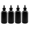 Cornucopia 8-Ounce Black Glass Spray Bottles or Perfume Bottles (4-Pack); w/Fine Mist Atomizer Spritzers for Aromatherapy, Cologne, DIY & More