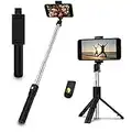 EasyULT Perche Selfie Bluetooth, Extensible Portable Selfie Stick avec Trépied Télécommande, Bâton Réglable Télescopique Rotation Support Téléphone pour Smartphones