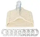 ilauke 20 Pack Kids Velvet Hangers, Children’s Coat Hangers, Ultra Thin No Slip Clothes Hangers with 8 Pcs Baby Clothing Dividers Beige