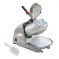 Ice Shaver, Snow Cone Maker,Electric Ice Crusher Commercial and Home Use with Dual Stainless Steel Blades Lids,Shaved Ice Machine Upgrade.(Small-Silver)