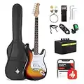 Donner DST-100S 39 Inch Full Size Electric Guitar Kit Solid Body Sunburst, Beginner Starter, with Amplifier, Bag, Capo, Strap, String, Tuner, Cable, Picks