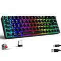 TECURS Gaming Tastatur Kabellos, Mechanische Tastatur RGB QWERTZ (German Layout) mit Rote Schalter für PC Gamer und Arbeits, 65% TKL Gaming Keyboard für PS4 /PS5/Laptop/Xbox One, Schwarz