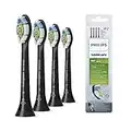 Philips Sonicare Lot de 4 têtes de brosses à dents électriques soniques W2 Optimal White pour des dents plus blanches, Noir (Modèle HX6064/11)