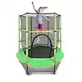 55" Kids Trampoline with Safety Enclosure Net and Pad, Round Trampoline Exercise Fitness Equipment for Children 3 Years+ Indoors and Outdoors(Green)