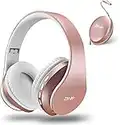 ZIHNIC Bluetooth Headphones Over-Ear, Foldable Wireless and Wired Stereo Headset Micro SD/TF, FM for Cell Phone,PC,Soft Earmuffs &Light Weight for Prolonged Wearing(Rose)