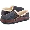 ULTRAIDEAS Men's Memory Foam Slippers with Cozy Fleece Lining, Closed Back House Slippers with Anti-Skid Rubber Sole (9 UK, Grey)