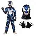 Costume de carnage Venom pour enfants de 7 à 8 ans et garçons avec masque, bleu, taille L