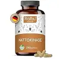 Raibu Nattokinase Kapseln hochdosiert 240 Kapseln je 100 mg (20.000 FU/g) - 8 Monatsvorrat - Laborgeprüft und Vegan - Natto aus GMO-freien Soja - Ohne unerwünschte Zusätze