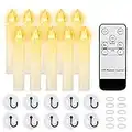 10 pcs Battery Operated Taper Window Candles with Flickering Flame, 4'' LED Floating Flamless Candles Lights with Remote Timer & Suction Cups for Home Decorations, Christmas Party, Harry Potter