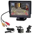 Kit de Cámara Marcha Atrás para Coche, Cámara de Visión Trasera de 4,3 ", Kit de Monitor con 12 LED IR de Visión Nocturna, Cámara de Marcha Atrás Impermeable para Furgonetas, SUV, Camionetas, Camiones