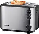 SEVERIN Automatik-Toaster mit 2 Toastschlitzen, Toaster mit Brötchenaufsatz, Edelstahl Toaster zum Toasten, Auftauen und Erwärmen, 850 W, Edelstahl-gebürstet/schwarz, AT 2514