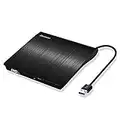 Pecosso Externe CD/DVD Laufwerk USB 3.0, Portable Slim,RW Brenner für alle Laptops/Desktop; PC unter Windows 7/8/10 und Mac OS für Apple MacBook, MacBook Pro, MacbookAir, iMac(Schwarz)