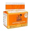 Wags & Wiggles Female Dog Diapers | Doggie Diapers for Female Dogs | X-Small Dog Diapers, 12"-15" Waist - 12 Pack | Disposable Dog Diapers for Female Dogs