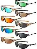 Konohan 9 Pairs Polarized Sports Sunglasses Driving Shades Running Sunglasses for Men Polarized Tactical Sunglasses(Stylish Colors)