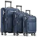 SHOWKOO Luggage Sets 3 Piece Softside Expandable Lightweight & Durable Suitcase Sets Double Spinner Wheels TSA Lock (20in/24in/28in) Blue