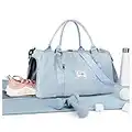 Gym Bag Women Men with Shoes Compartment & Wet Pocket,for Easyjet Airlines Cabin Bag 45x36x20 Underseat Travel Duffel Bag Holdall Tote Carry on Luggage Overnight Bag Carry on Bag,Light Blue