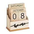 Q.Z.Art Reusable Wooden Office Desk Decorations For Work - Vintage Desk Calendar Ornament Office Calendar For Women And Men With "home" Characters Funny Calendar Can Express Month,Week,Day Suit