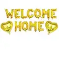 Kunggo Welcome Home Balloons Banner,Foil Mylar Balloon for Home Party Supplies,Deployment Return Decoration(Gold).