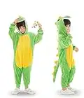 Herenear Costume da Dinosauro, Costume di Carnevale Dinosauro Bambino, Costume Dinosauro Verde Bambino 4 5 7 8 10 anni, Costume da Carnevale Dinosauro con Cappuccio per Bambino, Ragazza (130, Ragazzi)