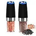 Gravity Electric Salt Pepper Mill Set, Electric Salt and Pepper Grinder Set with Adjustable Coarseness One Hand Operated Automatic Switch Spices Shaker for Solid Seasoning Pack of 2