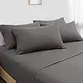 HOMEIDEAS 6 Piece Bed Sheets Set Extra Soft Brushed Microfiber 1800 Bedding Sheets Deep Pocket, Wrinkle & Fade Free (King,Deep Gray)