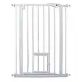 XhuangTech Puerta de bebé extra alta de 104 cm, puerta de seguridad para mascotas con cierre automático con cierre de seguridad de 2 etapas y tope de seguridad inferior para perros grandes (75-82 cm)