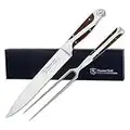 Hammer Stahl Carving Knife and Fork Set - German High Carbon Stainless Steel - Ergonomic Quad-Tang Pakkawood Handles - Professional Meat Carving Knife Set