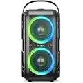 W-KING Enceinte Bluetooth Puissante, 80W Haut Parleur Bluetooth Chantier Faire La Fête Bluetooth Speaker- Super Bass/énorme Son de 105DB/Lumières de Couleurs Mixtes/24H/carte TF/AUX/USB/EQ/Non étanche
