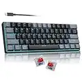 60 Percent Mechanical Gaming Keyboard, Gray&Black Mixed Color Keycaps Gaming Keyboard with Red Switches, Detachable Type-C Cable Mini Keyboard with Powder Blue Light for Windows/Mac/PC/Laptop