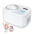 KUMIO 1 Quart Automatic Ice Cream Maker with Compressor, No Pre-freezing, 4 Modes Frozen Yogurt Machine with LCD Display & Timer, Electric Sorbet Maker Gelato Maker, Keep Cool Function