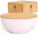 AVIZEN Light Beige Bamboo Salad Bowl with Lid - Large Salad Bowl for Serving Salad, Mixing, Picnics, Snacks, Fruits and Vegetables - 9.8 Inches Capacity 3200ml 108oz